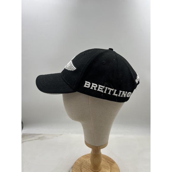 Breitling Hat Cap Strap Back Mens One Size Black Embroidered Aviation Wings Logo - Picture 2 of 10